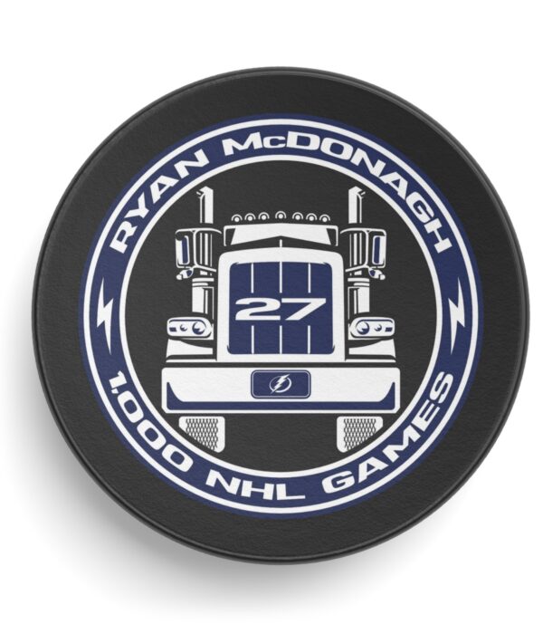 Ryan McDonagh 1000th NHL Games Hockey Puck 3"