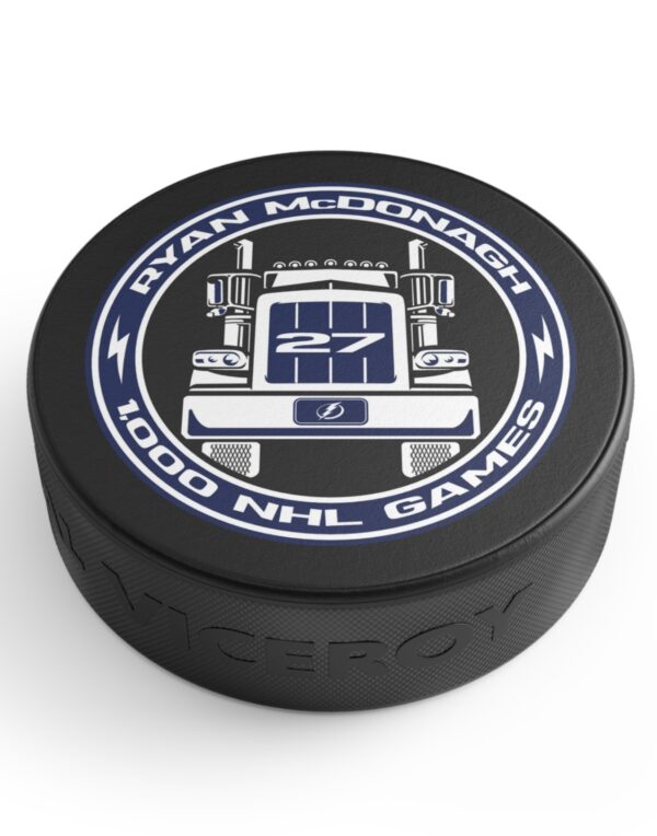 Ryan McDonagh 1000th NHL Games Hockey Puck 3"